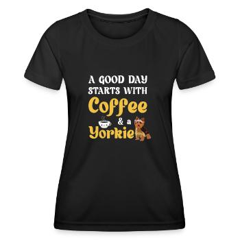 Yorkshire Terrier Yorkie Chien Cadeau - T-shirt sport Femme - noir - Devant - AI Model Female 172 light (172cm)
