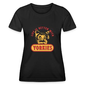 Yorkshire Terrier Yorkie Hund Geschenk - Frauen Funktions-T-Shirt - Schwarz - Vorne - AI Model Female 172 light (172cm)