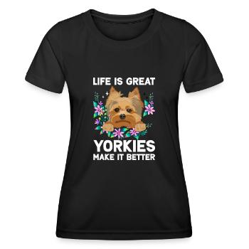 Yorkshire Terrier Yorkie Dog Cadeau - T-shirt sport Femme - noir - Devant - AI Model Female 172 light (172cm)