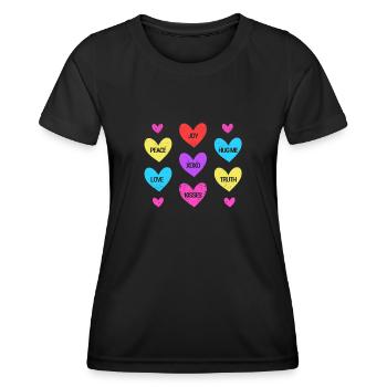 Valentine's Day Heart Candy Lovers Matching - Women's Functional T-Shirt - black - Front - AI Model Female 172 light (172cm)