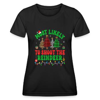 Les plus susceptibles de tirer sur l’arbre de Noël des rennes - T-shirt sport Femme - noir - Devant - AI Model Female 172 light (172cm)
