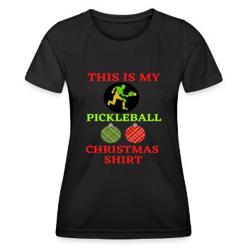 Voici ma chemise de Noël Pickleball - T-shirt sport Femme - noir - Devant - AI Model Female 172 light (172cm)