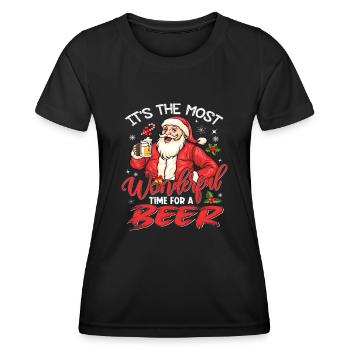 Le moment le plus merveilleux pour la bière Père Noël - T-shirt sport Femme - noir - Devant - AI Model Female 172 light (172cm)