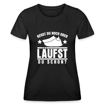Laufen Marathon Jogging Laufschuhe - Frauen Funktions-T-Shirt - Schwarz - Vorne - AI Model Female 172 light (172cm)