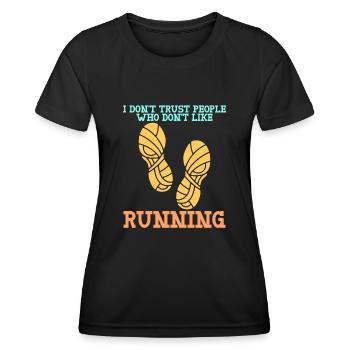 Marathon Running Jogging Running Shoes - Women's Functional T-Shirt - black - Front - AI Model Female 172 light (172cm)