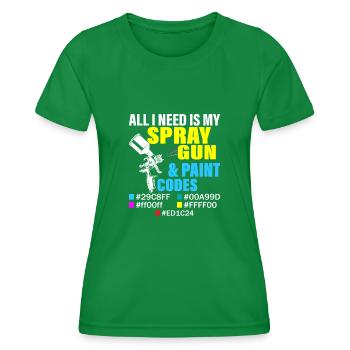 Tout ce dont j’ai besoin, c’est de mon pistolet de pulvérisation et de mes codes de peinture Carrosserie - T-shirt sport Femme - vert - Devant - AI Model Female 172 dark (172cm)