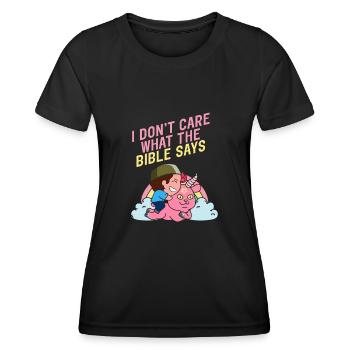 Je me fiche de ce que dit la Bible Satanisme Chèvre - T-shirt sport Femme - noir - Devant - AI Model Female 172 light (172cm)