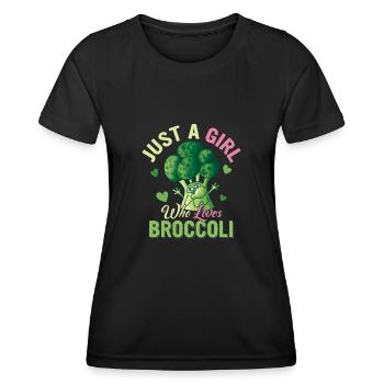 Juste une fille qui aime le brocoli et le brocoli aux légumes - T-shirt sport Femme - noir - Devant - AI Model Female 172 light (172cm)