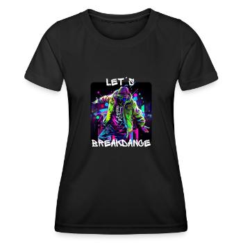Man dances breakdancing on the street in - Women's Functional T-Shirt - black - Front - AI Model Female 172 light (172cm)