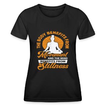 Serenity Meditating Yoga Fan Spiritual Relaxation - Frauen Funktions-T-Shirt - Schwarz - Vorne - AI Model Female 172 light (172cm)