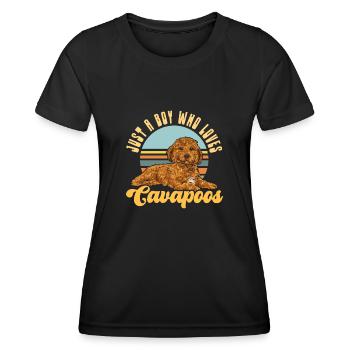 Cavapoo Cavoodle Capoodle Chien - T-shirt sport Femme - noir - Devant - AI Model Female 172 light (172cm)