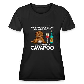 Cavapoo Cavoodle Capoodle Dog - Women's Functional T-Shirt - black - Front - AI Model Female 172 light (172cm)