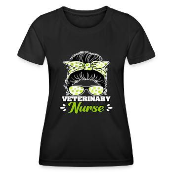 Veterinary Nurse Messy Bun - Women's Functional T-Shirt - black - Front - AI Model Female 172 light (172cm)