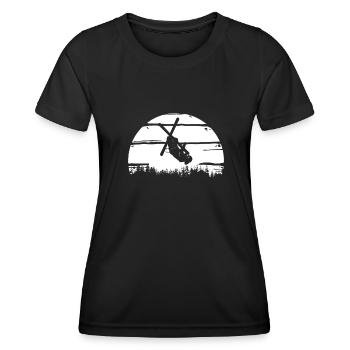 Skifahrer Trick - Berge - Wintersport - Sprung - Frauen Funktions-T-Shirt - Schwarz - Vorne - AI Model Female 172 light (172cm)