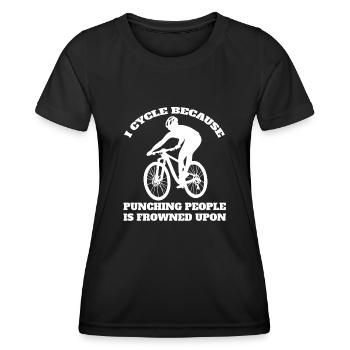 Fahrrad Radfahren Fahrradtour Radeln Mountainbike - Frauen Funktions-T-Shirt - Schwarz - Vorne - AI Model Female 172 light (172cm)