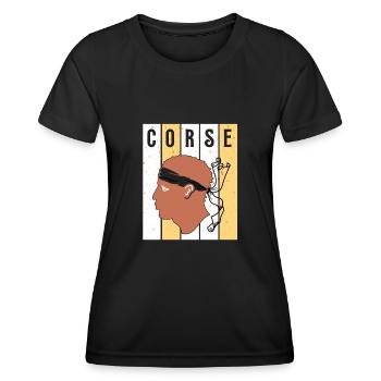 Corse Corsu Corssica 2B Head De Maure Corsica - T-shirt sport Femme - noir - Devant - AI Model Female 172 light (172cm)