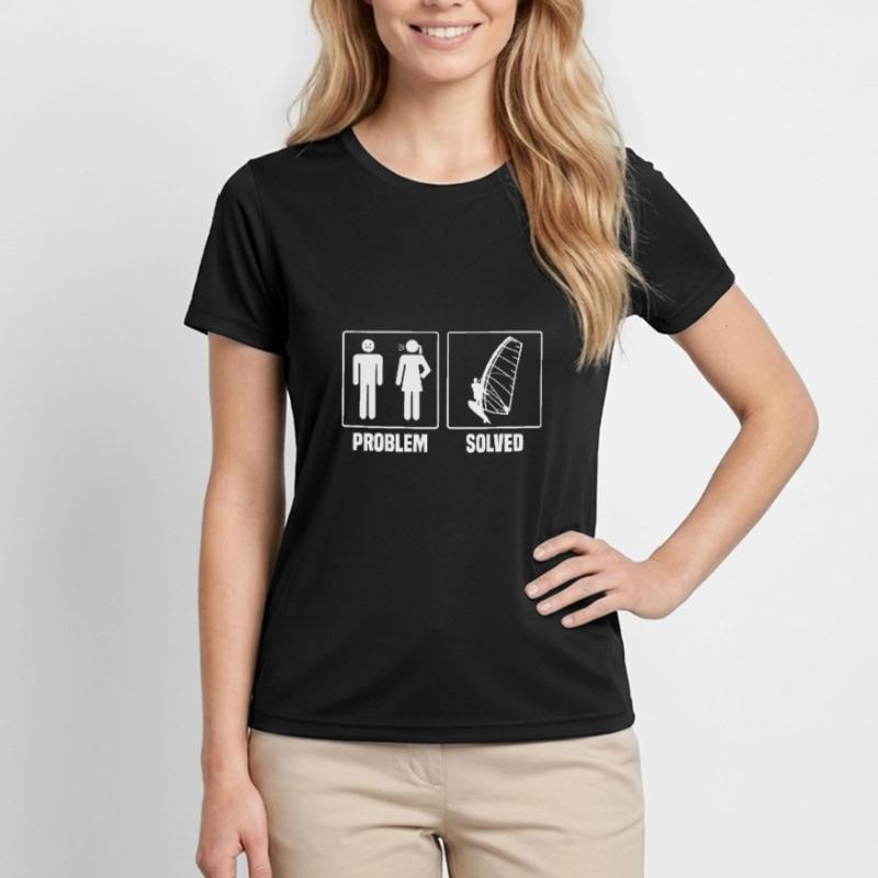 WInd Surfing Problem Solved For Wind Surfing Enthu Frauen Funktions-T-Shirt
