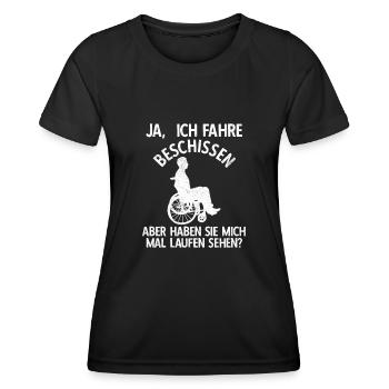 Rollstuhl Rollstuhlfahrer Lustiger Spruch Design R - Frauen Funktions-T-Shirt - Schwarz - Vorne - AI Model Female 172 light (172cm)