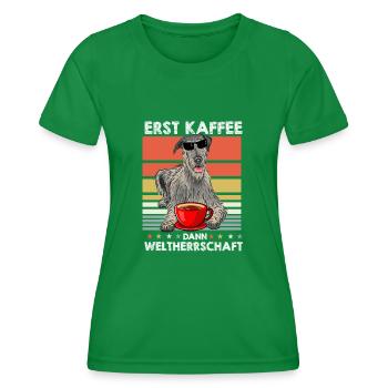 Irischer Wolfshund Sonnenbrille Kaffee - Frauen Funktions-T-Shirt - Kelly Green - Vorne - AI Model Female 172 dark (172cm)