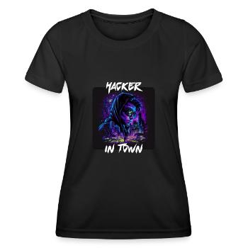 Hacker In Der Stadt 1 - Frauen Funktions-T-Shirt - Schwarz - Vorne - AI Model Female 172 light (172cm)