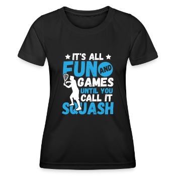 Racket Tennis Badminton Squash - Frauen Funktions-T-Shirt - Schwarz - Vorne - AI Model Female 172 light (172cm)
