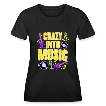 Musiker Gitarre Schallplatte Musik - Frauen Funktions-T-Shirt - Schwarz - Vorne - AI Model Female 172 light (172cm)