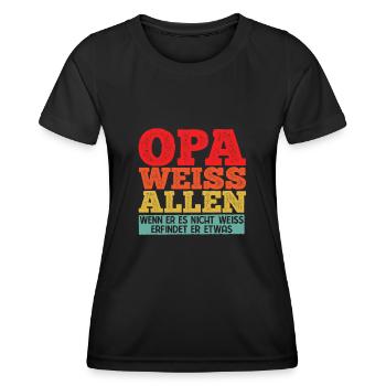 Opa weiss alles - Wenn er es nicht weiss erfindet - Frauen Funktions-T-Shirt - Schwarz - Vorne - AI Model Female 172 light (172cm)