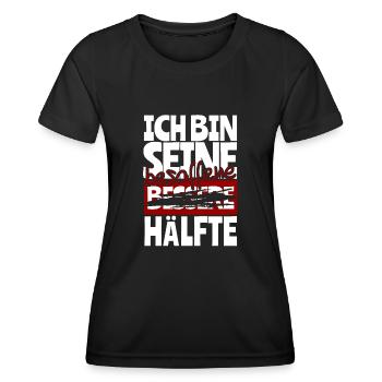 Ich bin seine Besoffene Hälfte Paarshirt Paardesig - Frauen Funktions-T-Shirt - Schwarz - Vorne - AI Model Female 172 light (172cm)