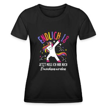 Endlich 18 Jetzt Muss Ich Nur Noch Erwachsen Werde - Frauen Funktions-T-Shirt - Schwarz - Vorne - AI Model Female 172 light (172cm)