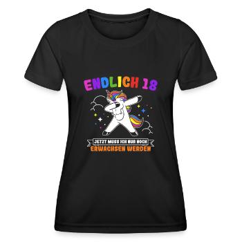 Endlich 18 Jetzt Muss Ich Nur Noch Erwachsen Werde - Frauen Funktions-T-Shirt - Schwarz - Vorne - AI Model Female 172 light (172cm)