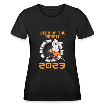 Combat de lapins du Nouvel An chinois 2023 Bonne année - T-shirt sport Femme - noir - Devant - AI Model Female 172 light (172cm)