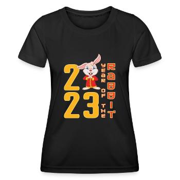 Lapin du Nouvel An chinois Nouvel An chinois 2023 - T-shirt sport Femme - noir - Devant - AI Model Female 172 light (172cm)