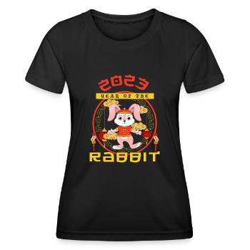 Lapin Bienvenue 2023 Nouvel An Nouvel An chinois - T-shirt sport Femme - noir - Devant - AI Model Female 172 light (172cm)