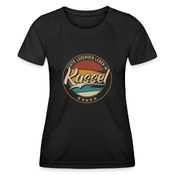 Kassel Echte Legenden leben in Kasseler - Frauen Funktions-T-Shirt - Schwarz - Vorne - AI Model Female 172 light (172cm)