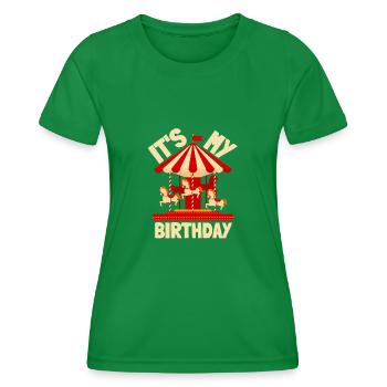 Carnival Party Birthday Girl Cumpleaños Carousel - Women's Functional T-Shirt - kelly green - Front - AI Model Female 172 dark (172cm)