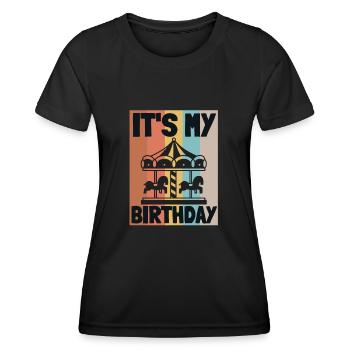 Carnival Party Birthday Girl Cumpleaños Carousel - Women's Functional T-Shirt - black - Front - AI Model Female 172 light (172cm)