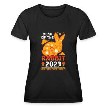 Ornement Lapin du Nouvel An chinois 2023 Nouvel An - T-shirt sport Femme - noir - Devant - AI Model Female 172 light (172cm)