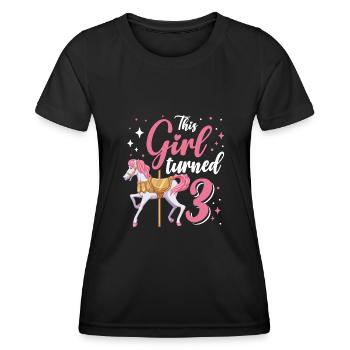 Carousel Birthday Party Cette fille a eu 3 ans - T-shirt sport Femme - noir - Devant - AI Model Female 172 light (172cm)