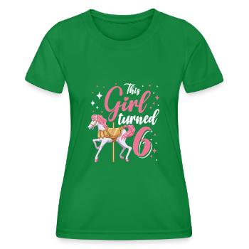 Karussell-geburtstagsfeier Dieses Mädchen Wurde 6 - Frauen Funktions-T-Shirt - Kelly Green - Vorne - AI Model Female 172 dark (172cm)