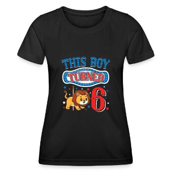Carousel Birthday Party Lion Ce garçon a eu 6 ans - T-shirt sport Femme - noir - Devant - AI Model Female 172 light (172cm)