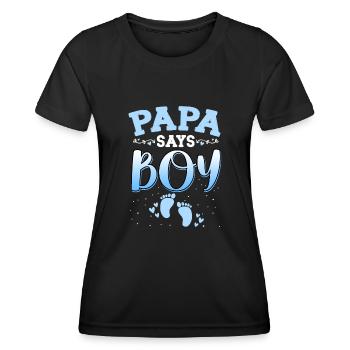 Papa sagt, dass das Geschlecht des Mädchens das neugeborene Mädchen Baby enthüllt - Frauen Funktions-T-Shirt - Schwarz - Vorne - AI Model Female 172 light (172cm)