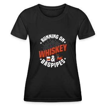 Running On Whiskey & Bagpipes Bagpiper Scotsman Ba - Frauen Funktions-T-Shirt - Schwarz - Vorne - AI Model Female 172 light (172cm)
