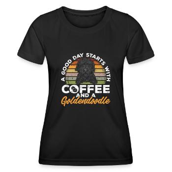 Chien Doodle Black Goldendoodle - T-shirt sport Femme - noir - Devant - AI Model Female 172 light (172cm)
