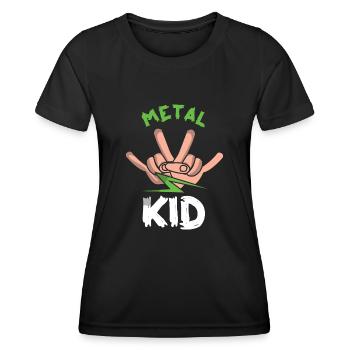 Rocker Sign Rock Hand Metal Kid Metal Lover - Frauen Funktions-T-Shirt - Schwarz - Vorne - AI Model Female 172 light (172cm)