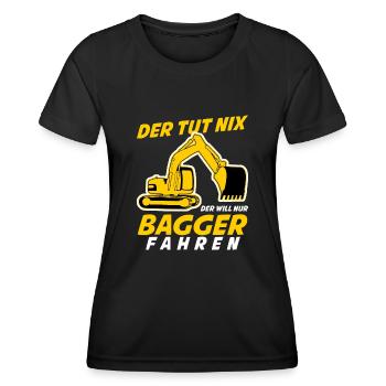 Bagger Witz Baustelle Baggerfahrer - Frauen Funktions-T-Shirt - Schwarz - Vorne - AI Model Female 172 light (172cm)