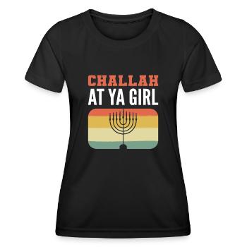 Challah At Ya Girl Hanukkah Dreidel - Frauen Funktions-T-Shirt - Schwarz - Vorne - AI Model Female 172 light (172cm)
