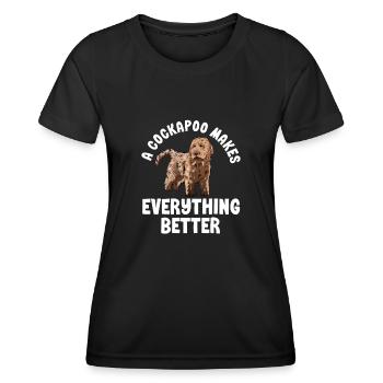 Cockapoo Chien - T-shirt sport Femme - noir - Devant - AI Model Female 172 light (172cm)