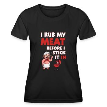 Funny Nasty Grill Saying Men Grilling - Women's Functional T-Shirt - black - Front - AI Model Female 172 light (172cm)