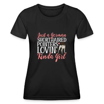 Chien GSP allemand à poil court - T-shirt sport Femme - noir - Devant - AI Model Female 172 light (172cm)