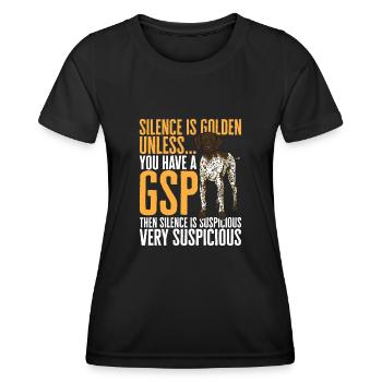 Chien GSP allemand à poil court - T-shirt sport Femme - noir - Devant - AI Model Female 172 light (172cm)
